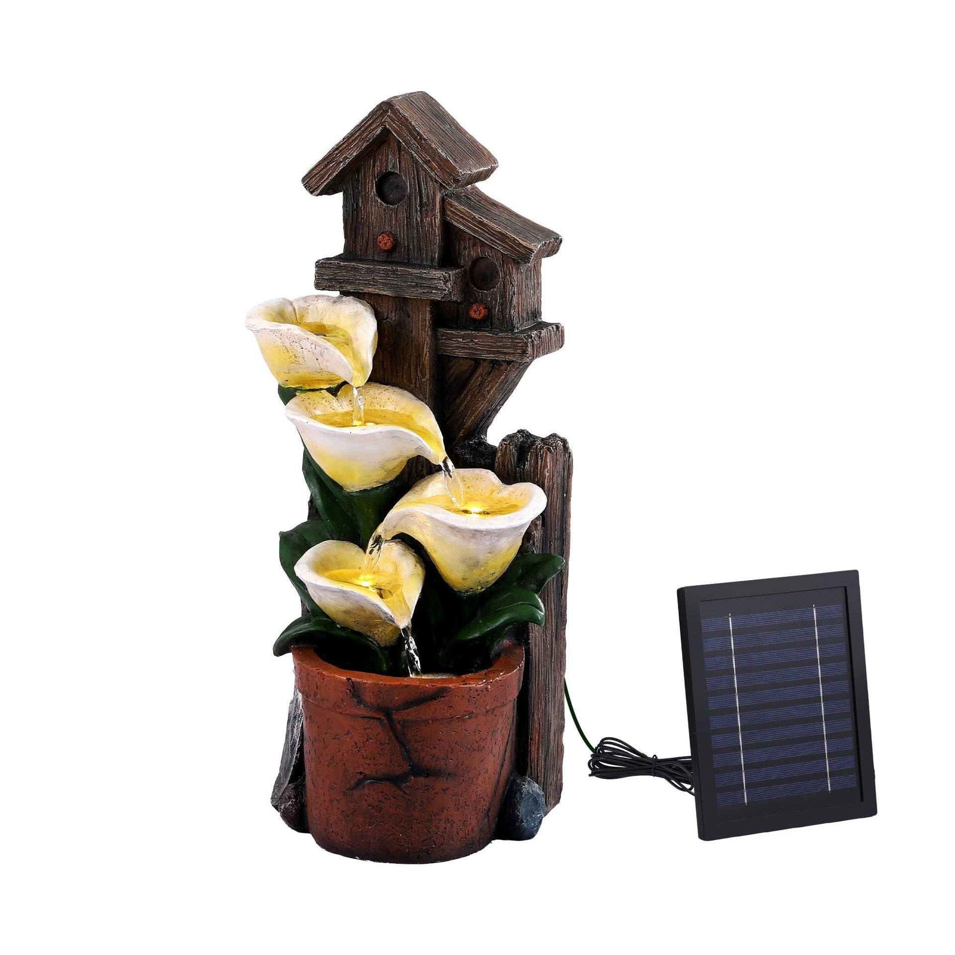 Gardeon Solar Fountains Water Features 4-Tier Cascading Flower Bowls 55cm Awezingly