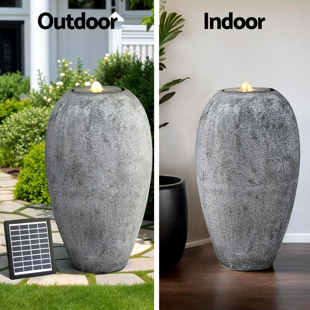 Gardeon Solar Fountain Water Feature Outdoor Fountain LED Lights Beige Awezingly
