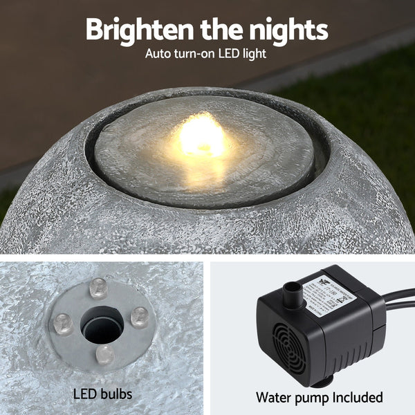 Gardeon Solar Fountain Water Feature Outdoor Fountain LED Lights Beige Awezingly