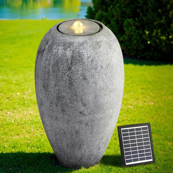 Gardeon Solar Fountain Water Feature Outdoor Fountain LED Lights Beige Awezingly