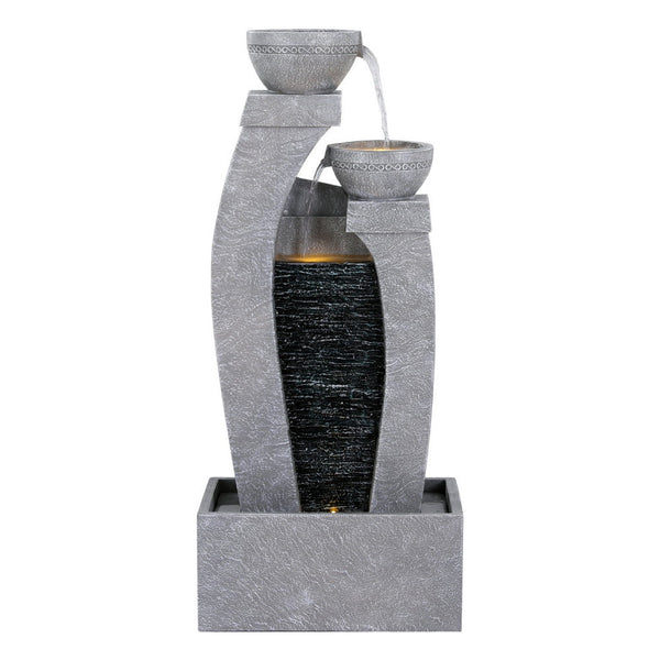 Gardeon Solar Fountain Water Feature Outdoor Fountain Indoor 3-Tier Cascading Grey Awezingly
