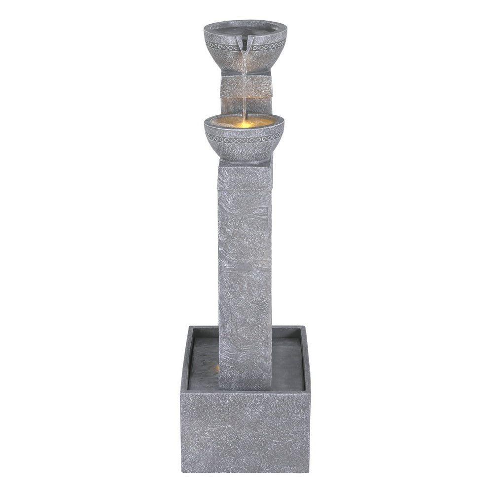 Gardeon Solar Fountain Water Feature Outdoor Fountain Indoor 3-Tier Cascading Grey Awezingly