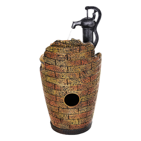 Gardeon Solar Fountain Water Feature Outdoor Cascading Hand Pump Design 80CM Gardeon