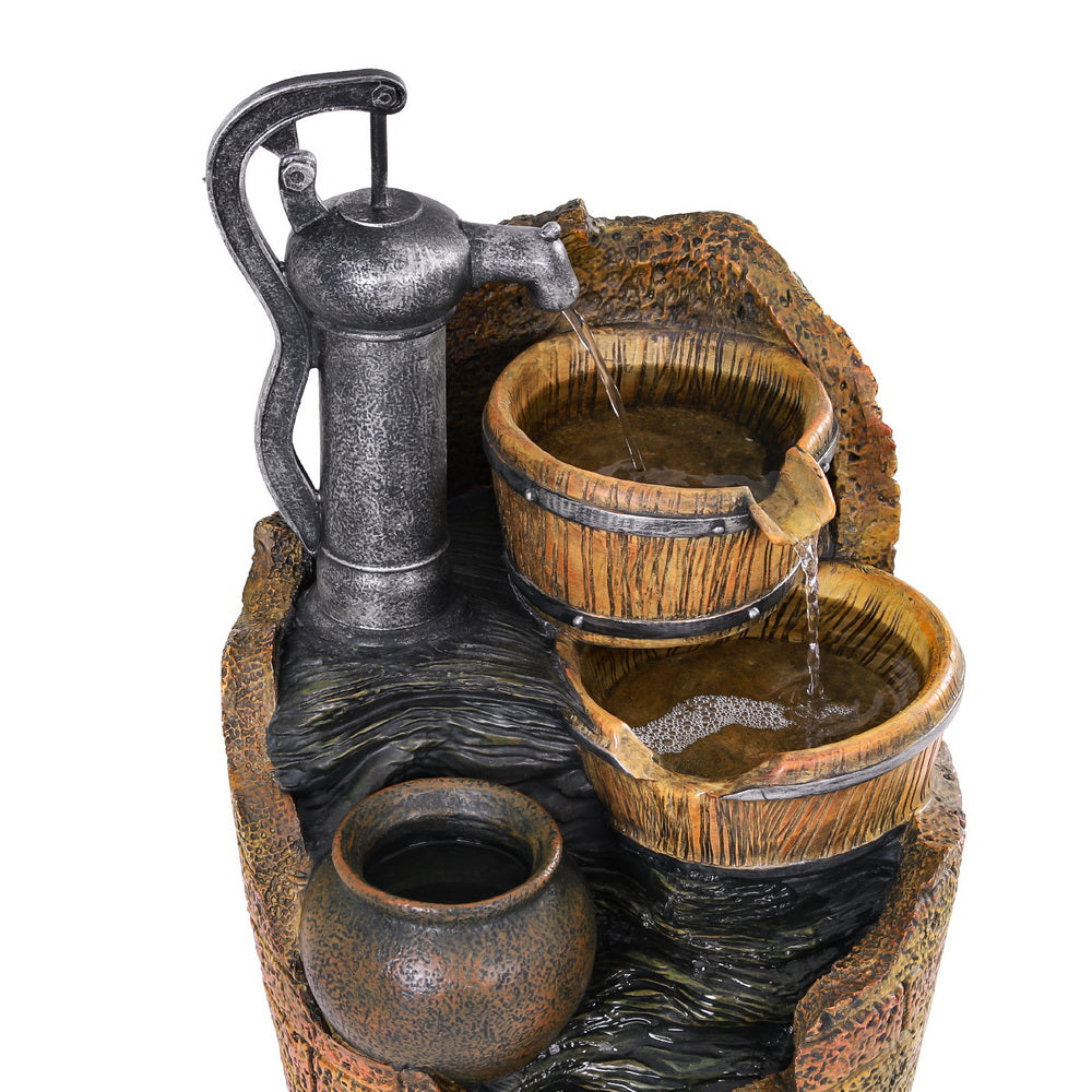 Gardeon Solar Fountain Water Feature Outdoor Cascading Hand Pump Design 80CM Gardeon