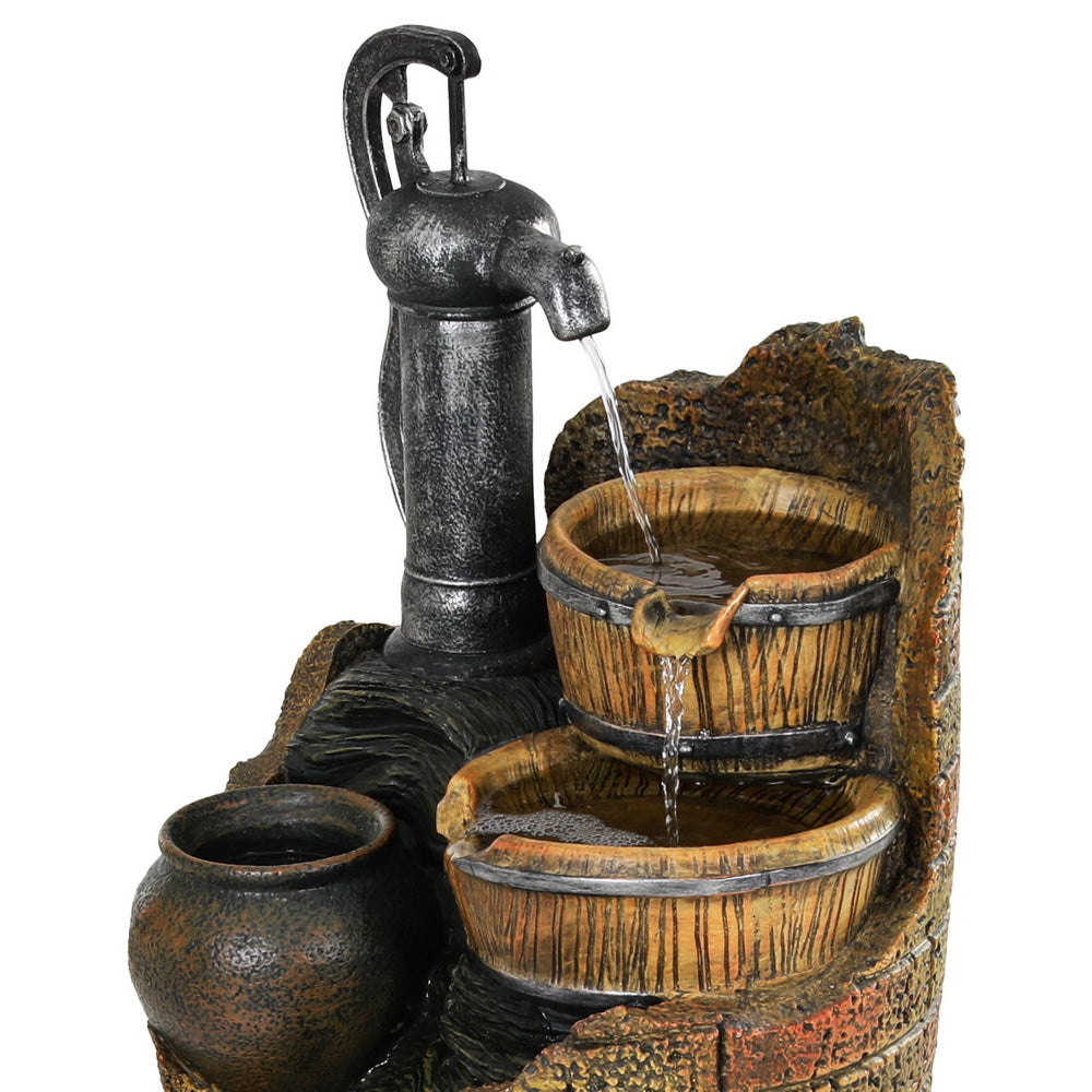 Gardeon Solar Fountain Water Feature Outdoor Cascading Hand Pump Design 80CM Gardeon