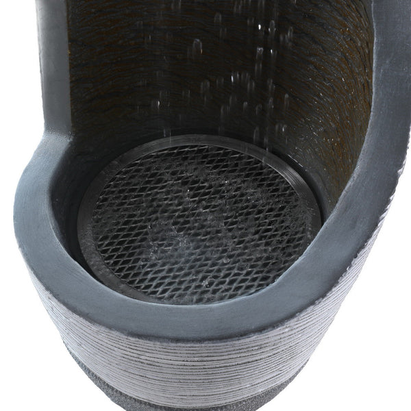 Gardeon Solar Fountain Water Feature Bird Bath Outdoor Garden Cascade 48CM Grey Gardeon