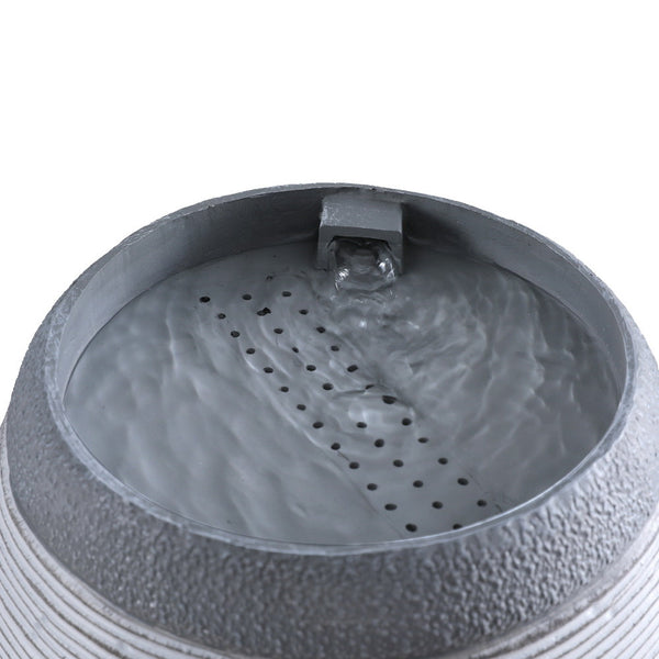 Gardeon Solar Fountain Water Feature Bird Bath Outdoor Garden Cascade 48CM Grey Gardeon