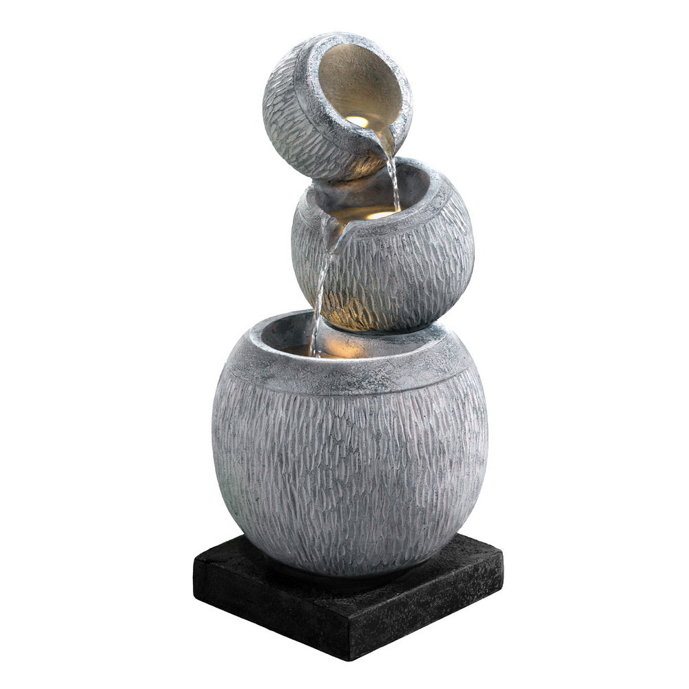 Gardeon Solar Fountain Water Feature Bird Bath Garden LED Light 80CM Grey Gardeon