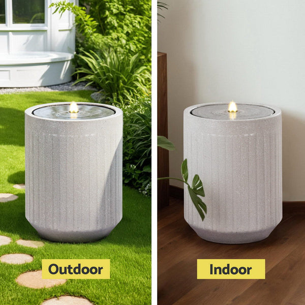 Gardeon Solar Fountain Water Feature Outdoor Fountain LED Lights Beige Awezingly