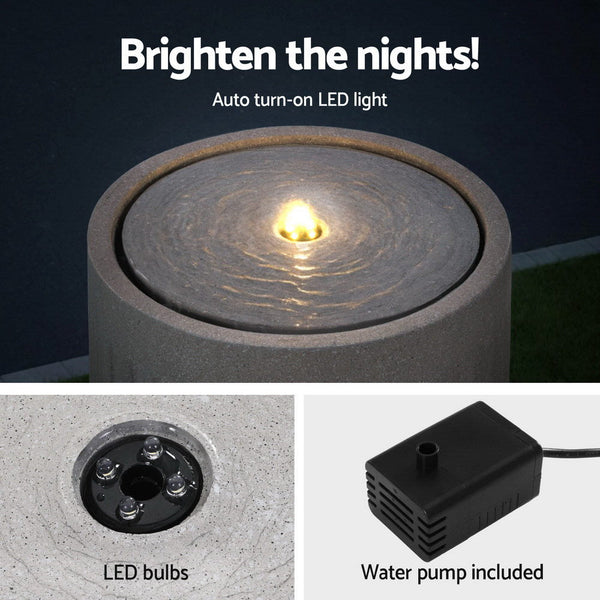 Gardeon Solar Fountain Water Feature Outdoor Fountain LED Lights Beige Awezingly