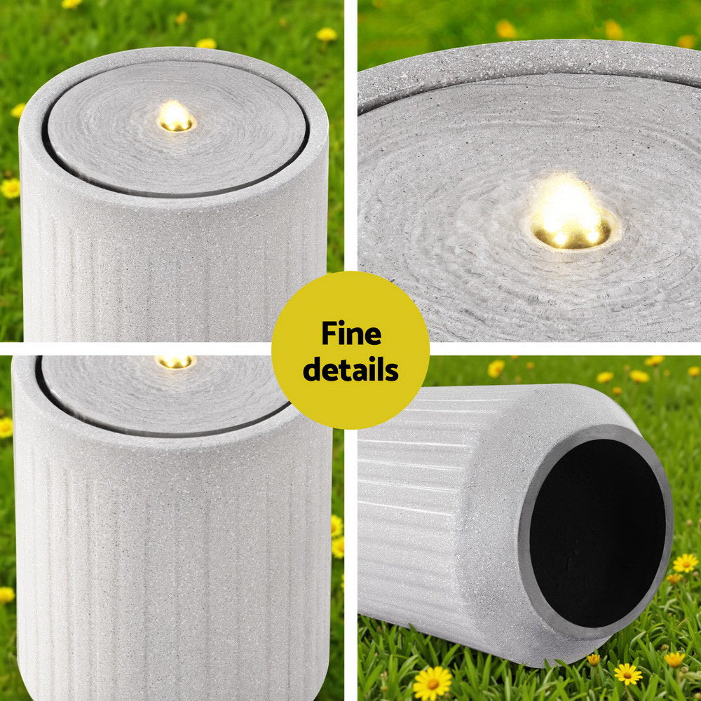 Gardeon Solar Fountain Water Feature Outdoor Fountain LED Lights Beige Awezingly