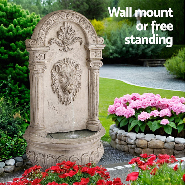 Gardeon Solar Fountain Water Feature Wall Mount Garden Fountains 77CM Beige Awezingly