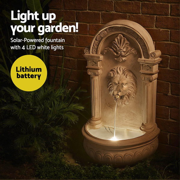 Gardeon Solar Fountain Water Feature Wall Mount Garden Fountains 77CM Beige Awezingly