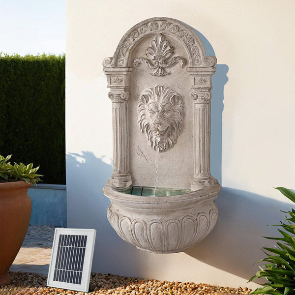Gardeon Solar Fountain Water Feature Wall Mount Garden Fountains 77CM Beige Awezingly
