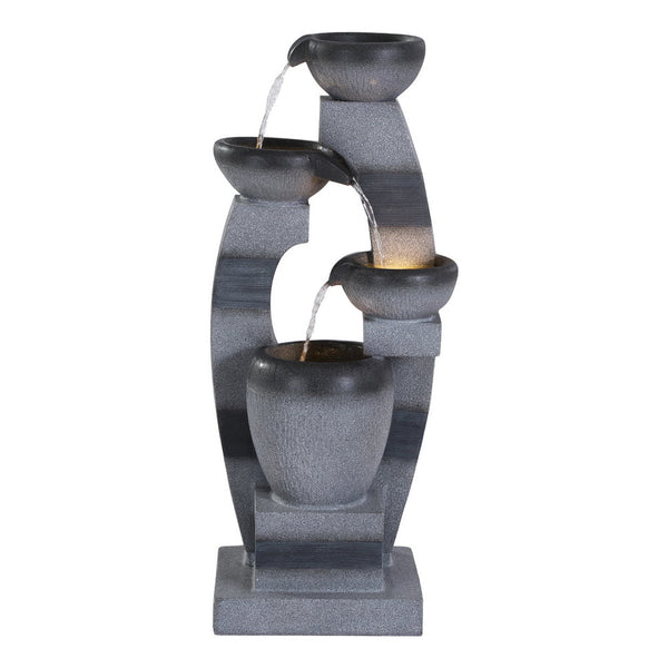 Gardeon Solar Fountain Water Feature Outdoor Fountain Indoor 3-Tier Bowl Cascading Grey Awezingly