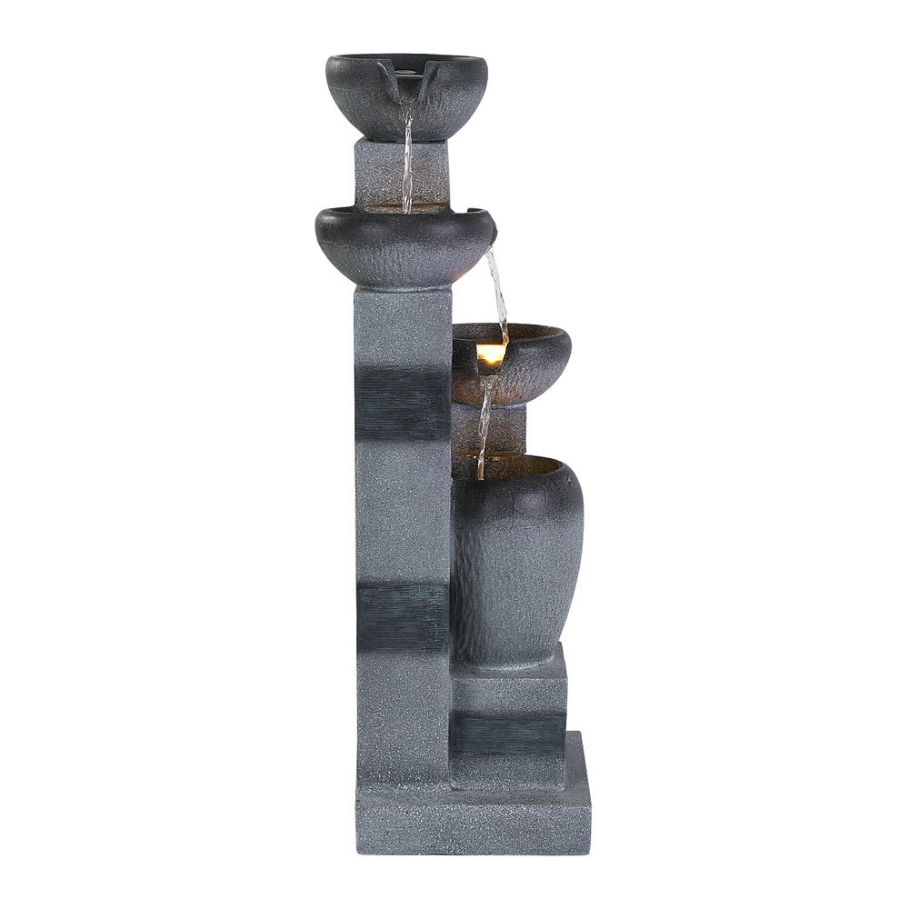 Gardeon Solar Fountain Water Feature Outdoor Fountain Indoor 3-Tier Bowl Cascading Grey Awezingly