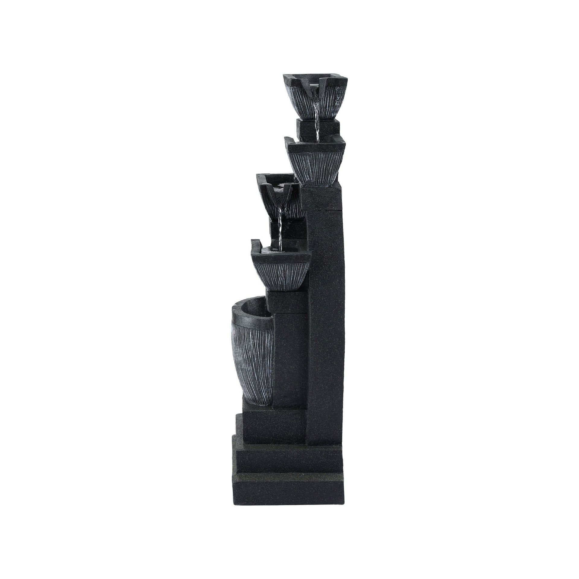 Gardeon Solar Fountain Water Feature Outdoor Fountain Indoor 5-Tier Bowl Cascading Grey Awezingly