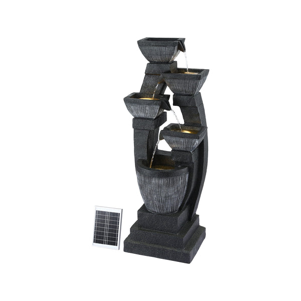 Gardeon Solar Fountain Water Feature Outdoor Fountain Indoor 5-Tier Bowl Cascading Grey Awezingly