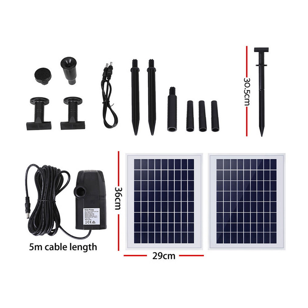 Gardeon Solar Pond Pump Submersible Water Fountain Kit with 2 Panels 1600L/H Gardeon