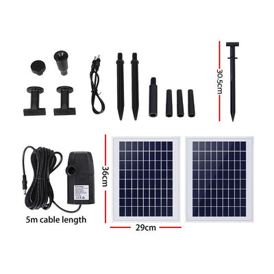 Gardeon Solar Pond Pump Submersible Water Fountain Kit with 2 Panels 1600L/H