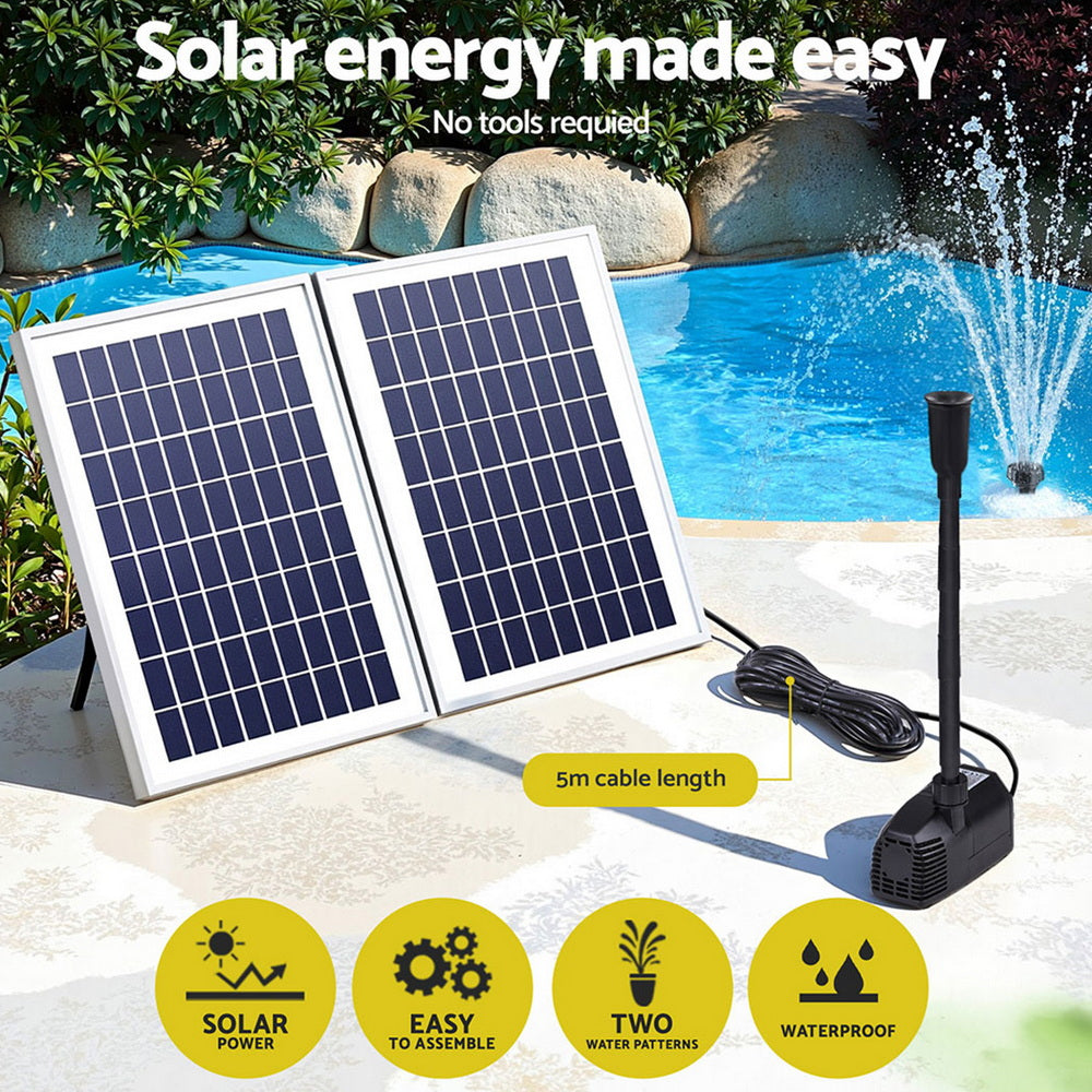 Gardeon Solar Pond Pump Submersible Water Fountain Kit with 2 Panels 1600L/H Gardeon