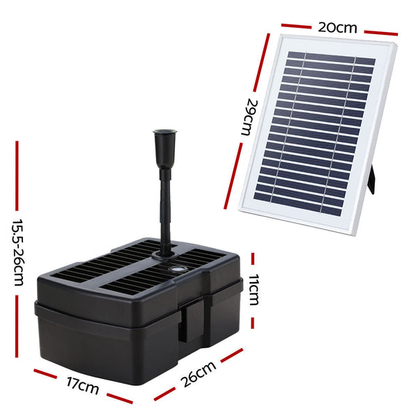 Gardeon Solar Submersible Water Pond Fountain Pump with Filter Box 4.6FT 470L/H Gardeon