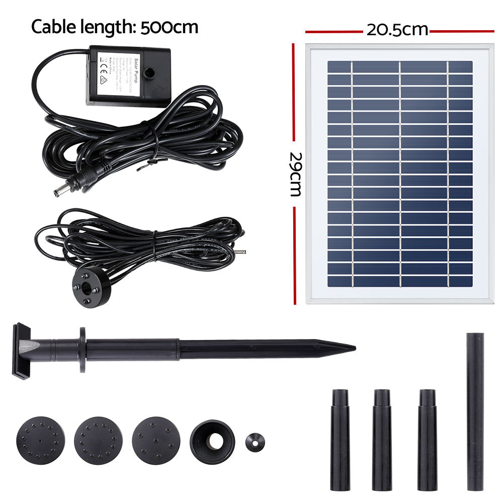 Gardeon Solar Pond Pump Submersible Water Fountain with Battery LED Lights 4.4FT Awezingly
