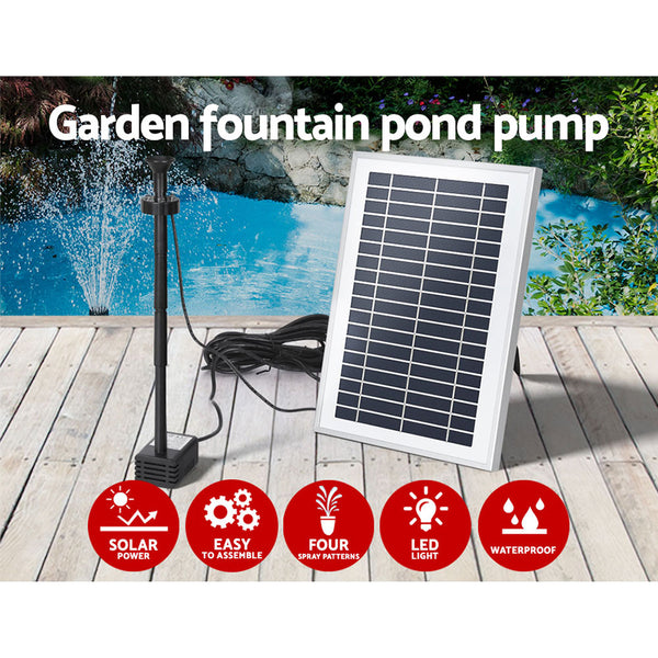 Gardeon Solar Pond Pump Submersible Water Fountain with Battery LED Lights 4.4FT Awezingly