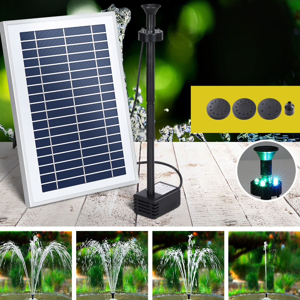 Gardeon Solar Pond Pump Submersible Water Fountain with Battery LED Lights 4.4FT Awezingly