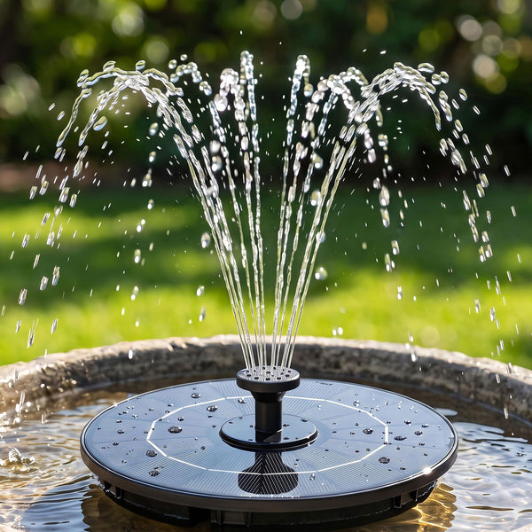 Gardeon Solar Fountain Pump Bird Bath Water Feature 17cm 165L/h Flow Black Awezingly