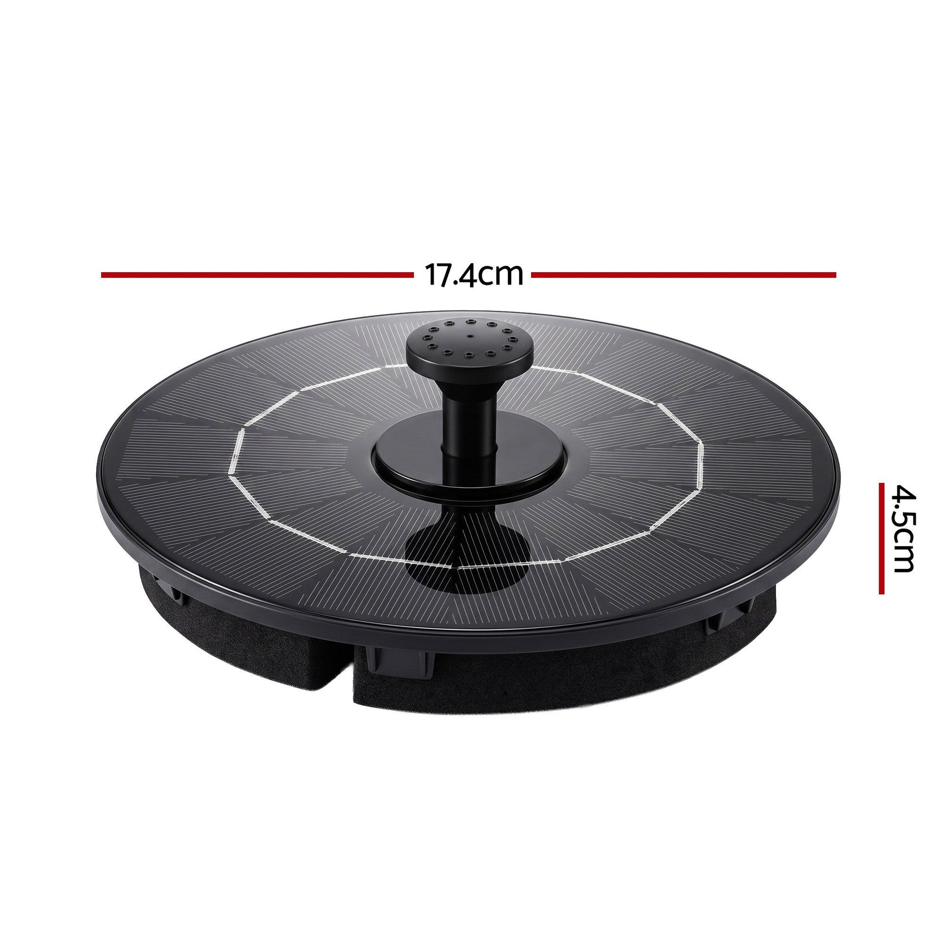 Gardeon Solar Fountain Pump Bird Bath Water Feature 17cm 165L/h Flow Black Awezingly