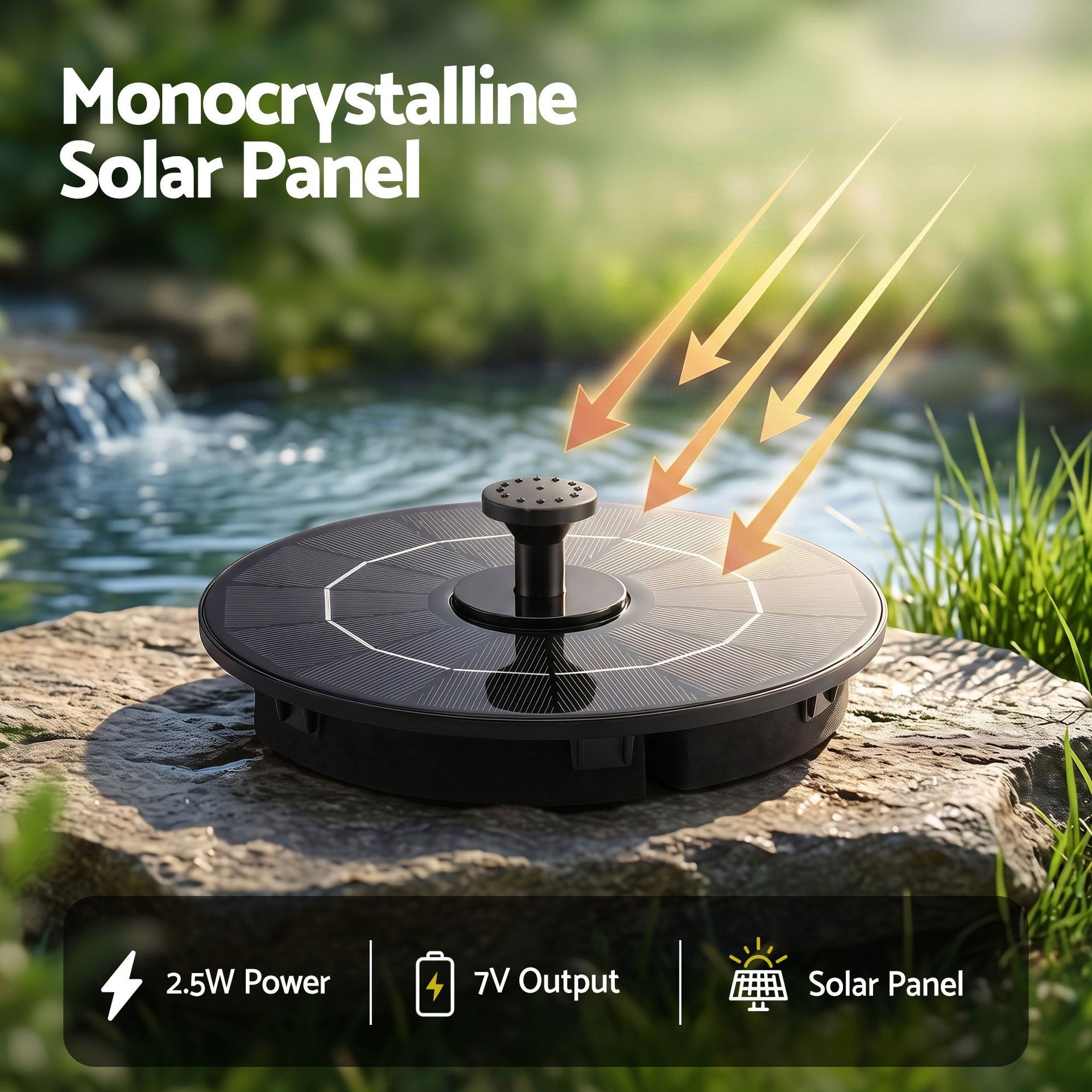 Gardeon Solar Fountain Pump Bird Bath Water Feature 17cm 165L/h Flow Black Awezingly