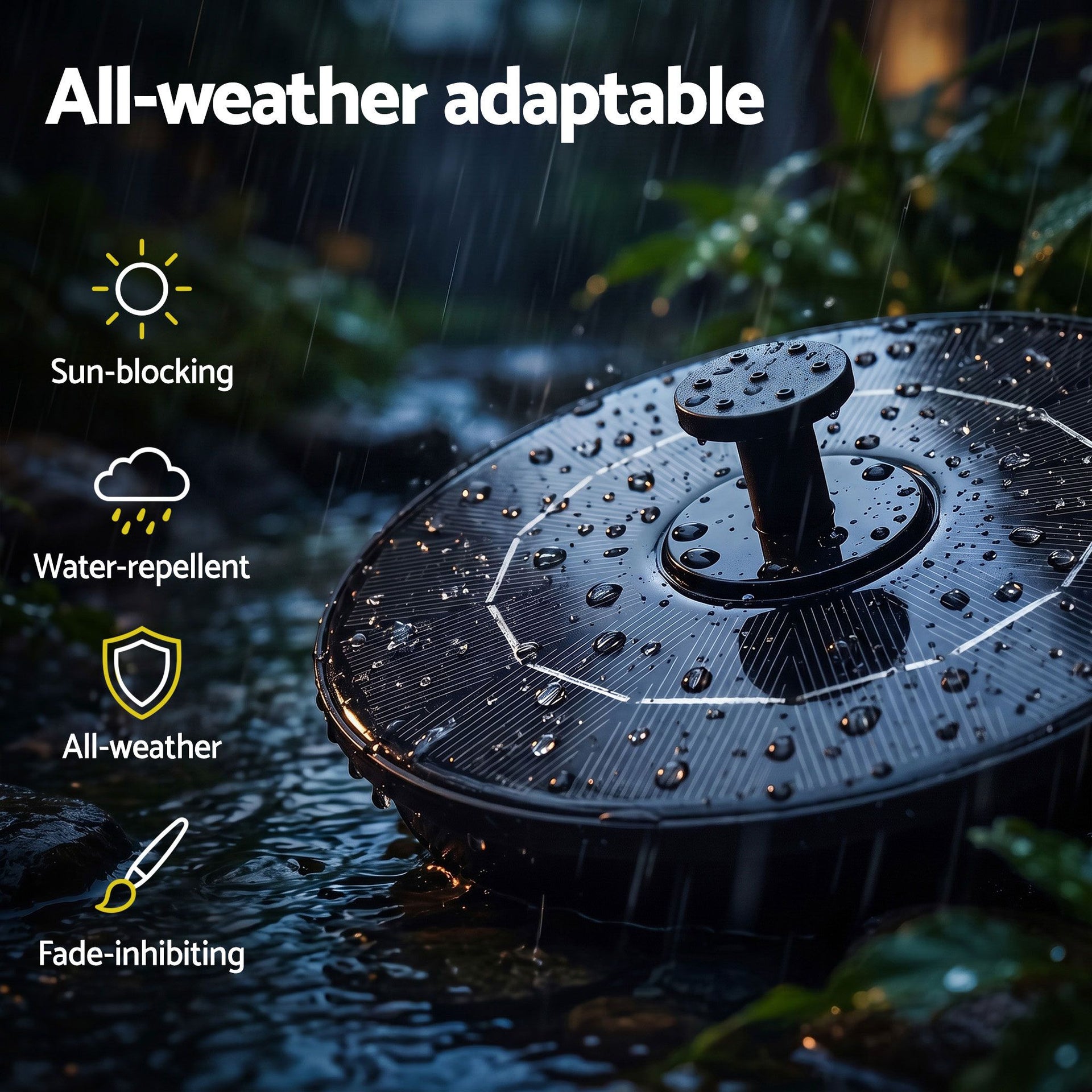 Gardeon Solar Fountain Pump Bird Bath Water Feature 17cm 165L/h Flow Black Awezingly