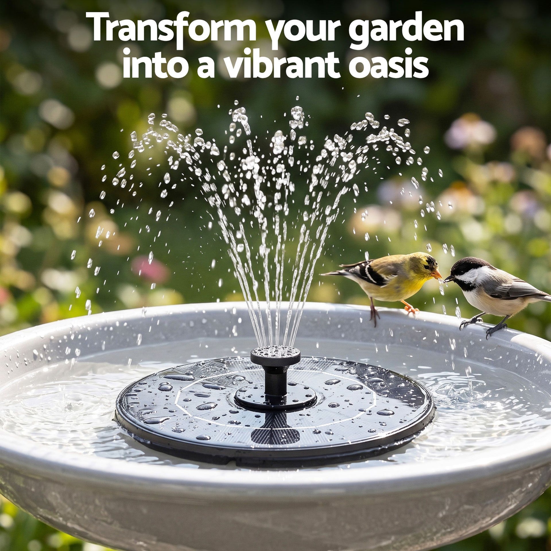 Gardeon Solar Fountain Pump Bird Bath Water Feature 17cm 165L/h Flow Black Awezingly