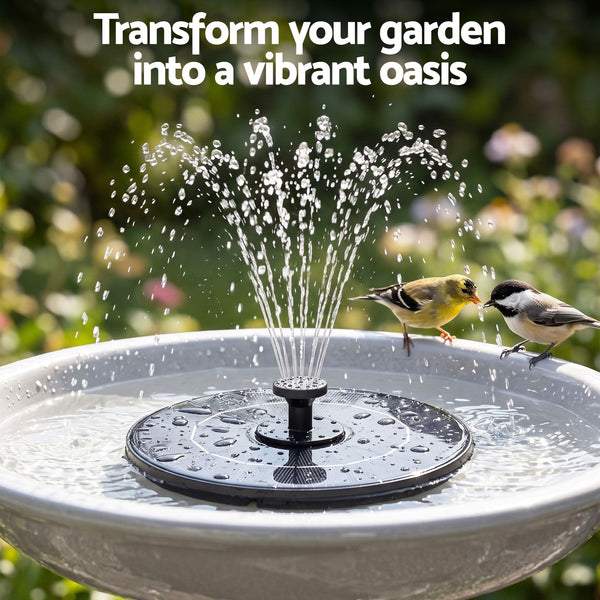 Gardeon Solar Fountain Pump Bird Bath Water Feature 17cm 165L/h Flow Black Awezingly