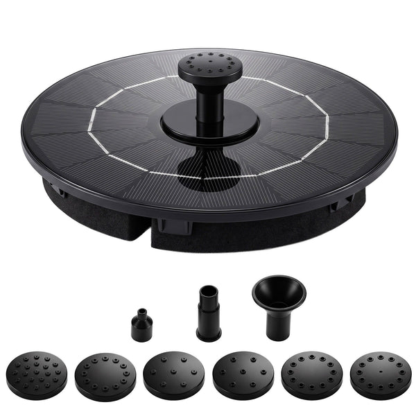 Gardeon Solar Fountain Pump Bird Bath Water Feature 17cm 165L/h Flow Black Awezingly