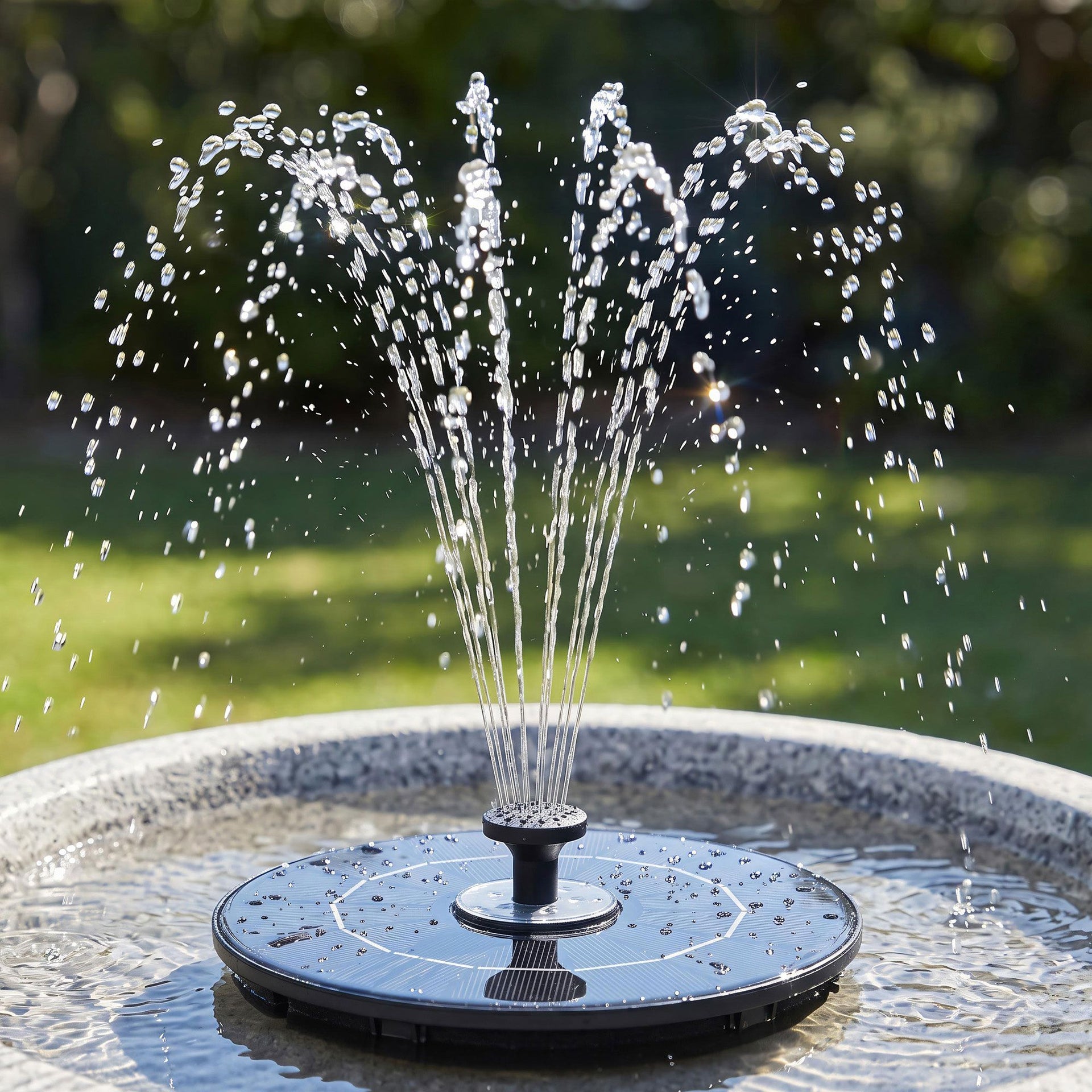 Gardeon Solar Fountain Pump Bird Bath LED Lights 165 L/h Flow 17cm Black Awezingly