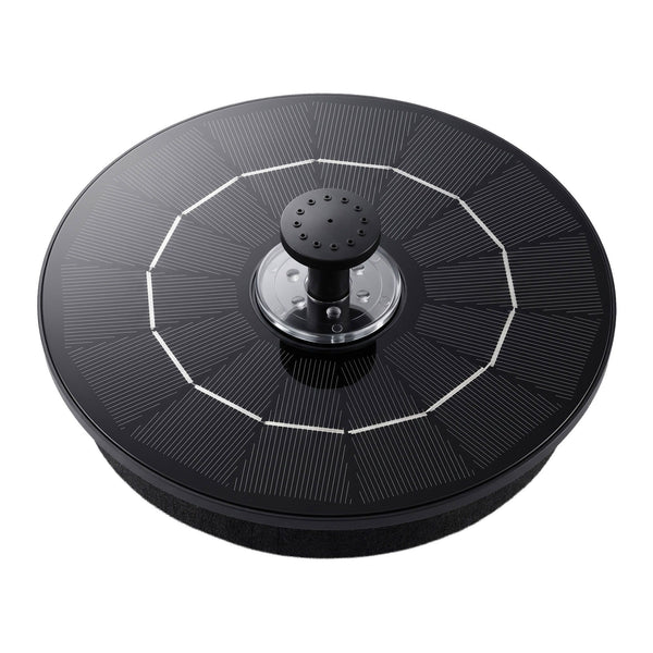 Gardeon Solar Fountain Pump Bird Bath LED Lights 165 L/h Flow 17cm Black Awezingly