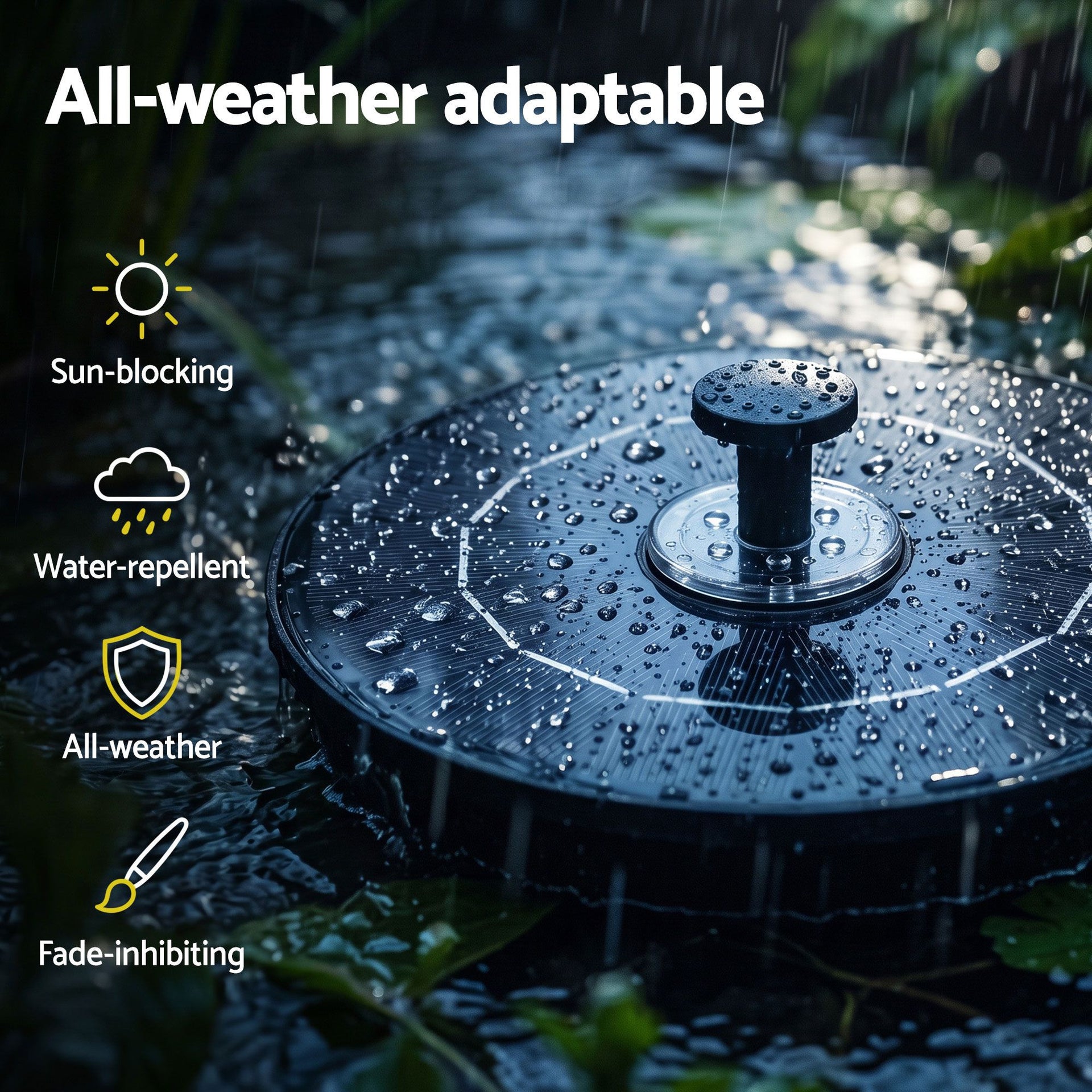 Gardeon Solar Fountain Pump Bird Bath LED Lights 165 L/h Flow 17cm Black Awezingly