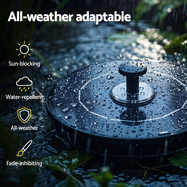 Gardeon Solar Fountain Pump Bird Bath LED Lights 165 L/h Flow 17cm Black Awezingly