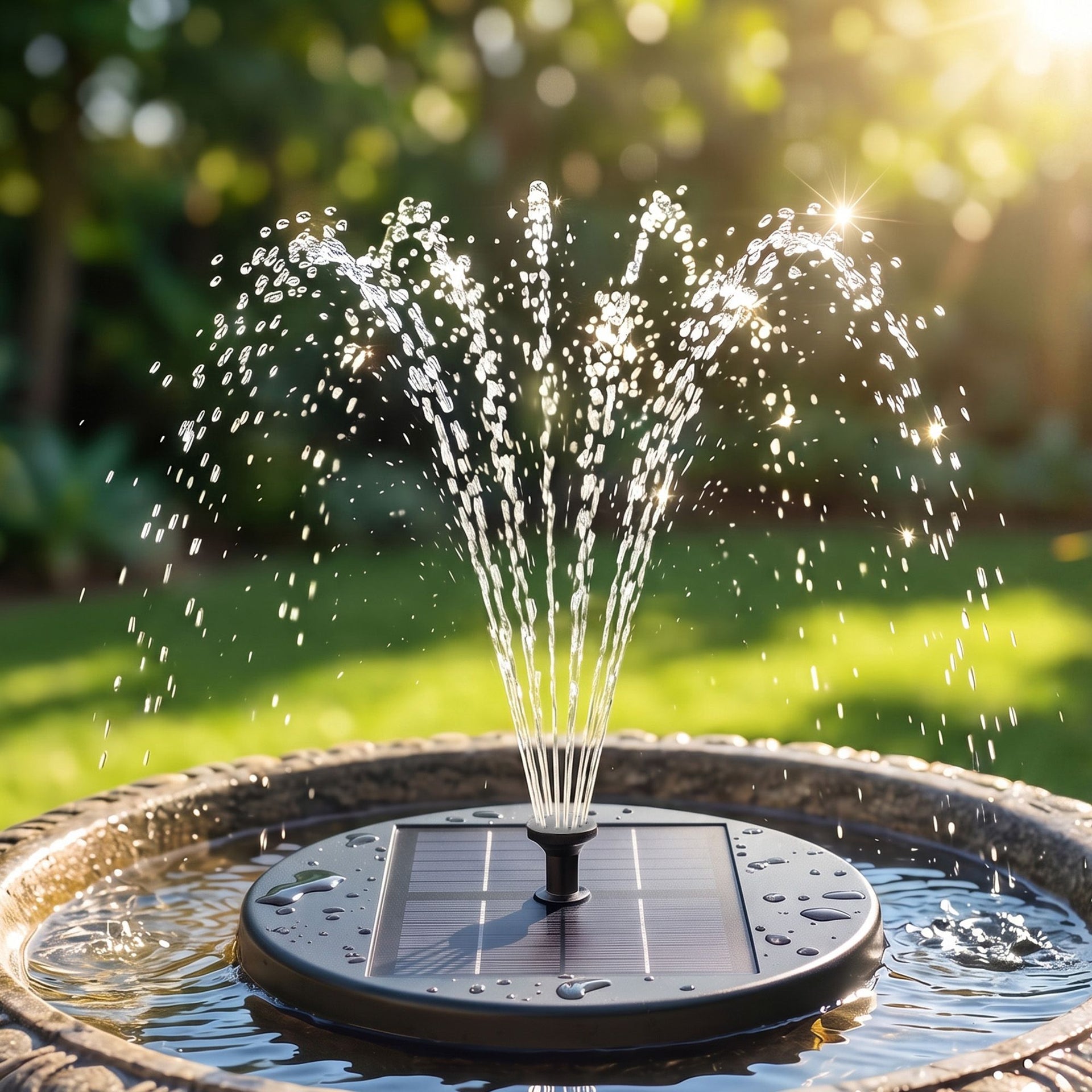 Gardeon Solar Fountain Pumps Bird Bath Battery Backup LED Remote Black 27cm Awezingly