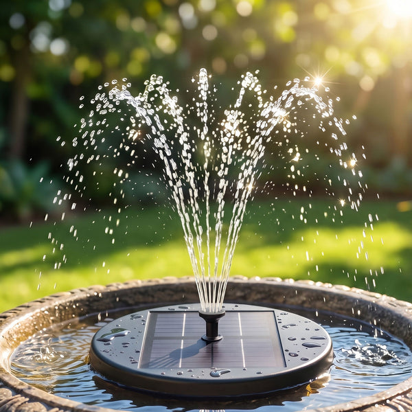 Gardeon Solar Fountain Pumps Bird Bath Battery Backup LED Remote Black 27cm Awezingly