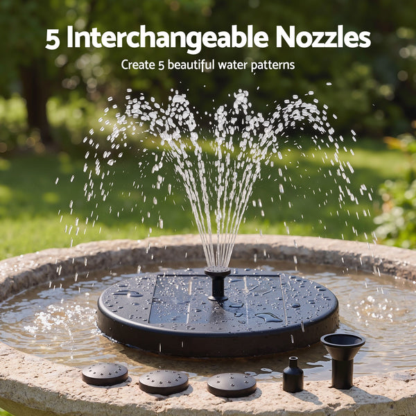 Gardeon Solar Fountain Pumps Bird Bath Battery Backup LED Remote Black 27cm Awezingly