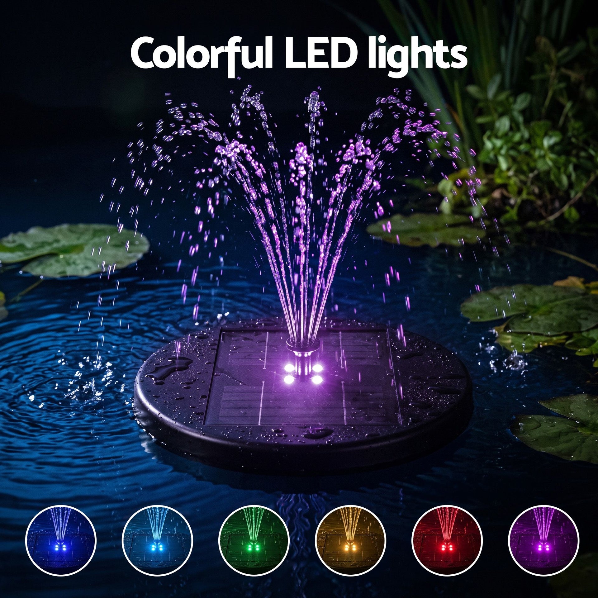 Gardeon Solar Fountain Pumps Bird Bath Battery Backup LED Remote Black 27cm Awezingly