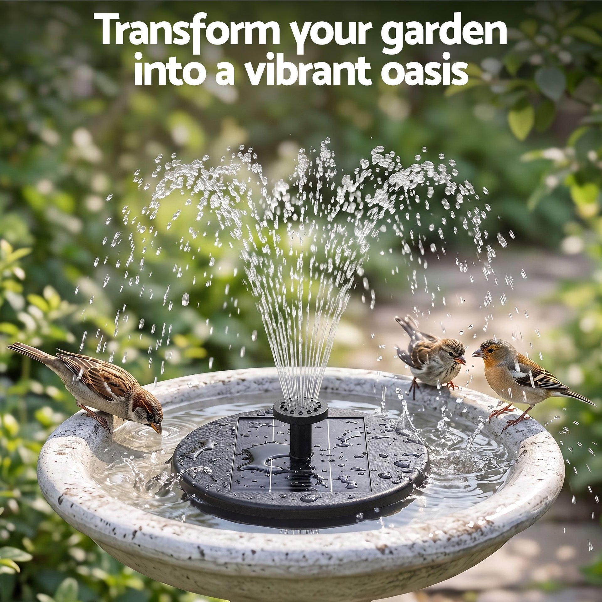 Gardeon Solar Fountain Pumps Bird Bath Battery Backup LED Remote Black 27cm Awezingly