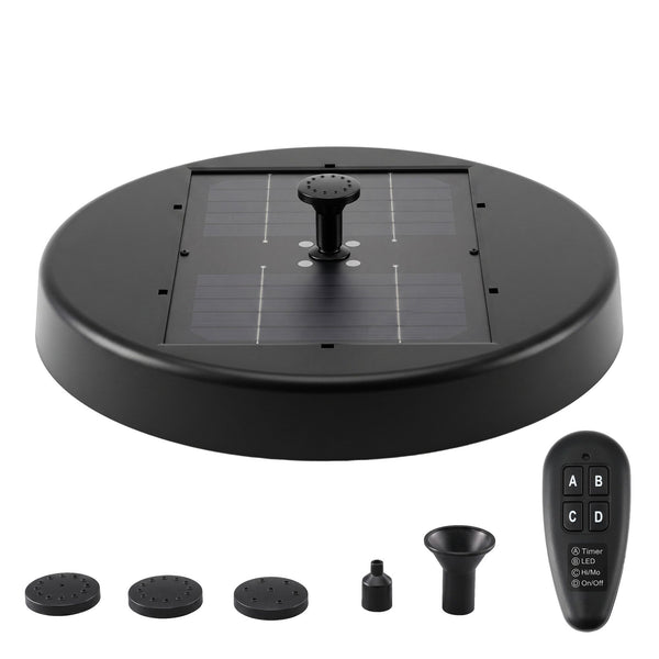 Gardeon Solar Fountain Pumps Bird Bath Battery Backup LED Remote Black 27cm Awezingly