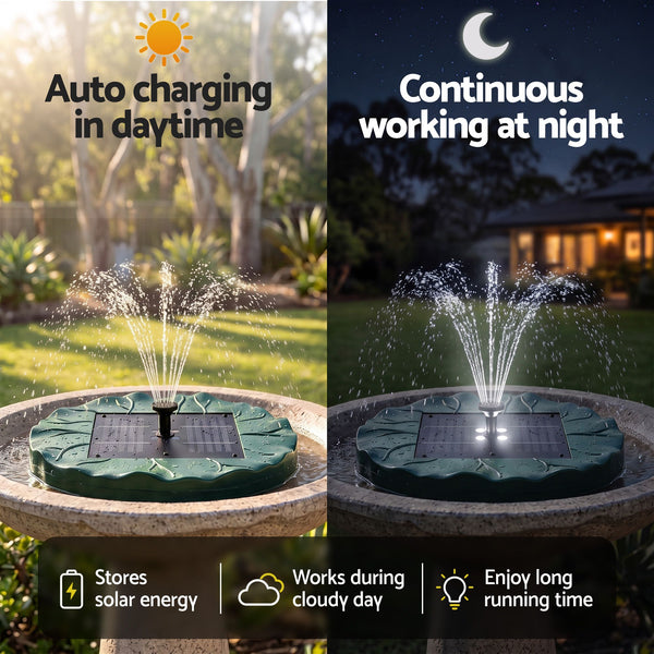 Gardeon Solar Fountain Pumps Bird Bath Floating Lotus Desig Water Feature 31cm Awezingly