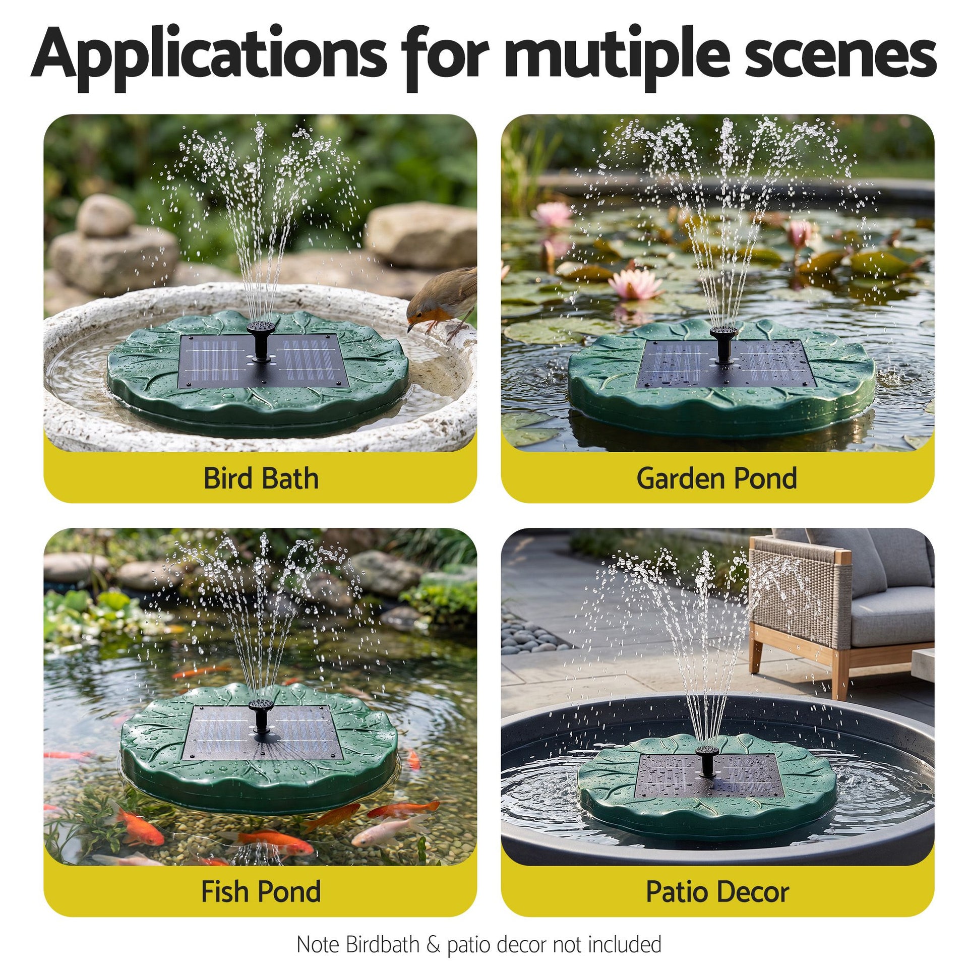 Gardeon Solar Fountain Pumps Bird Bath Floating Lotus Desig Water Feature 31cm Awezingly