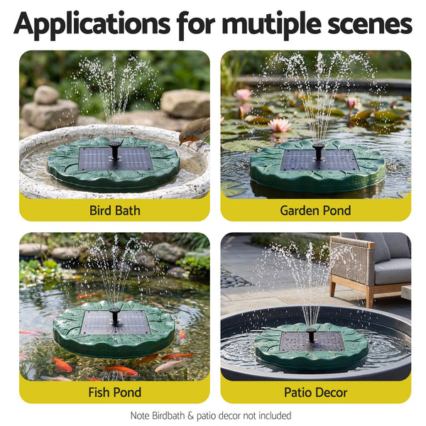 Gardeon Solar Fountain Pumps Bird Bath Floating Lotus Desig Water Feature 31cm Awezingly