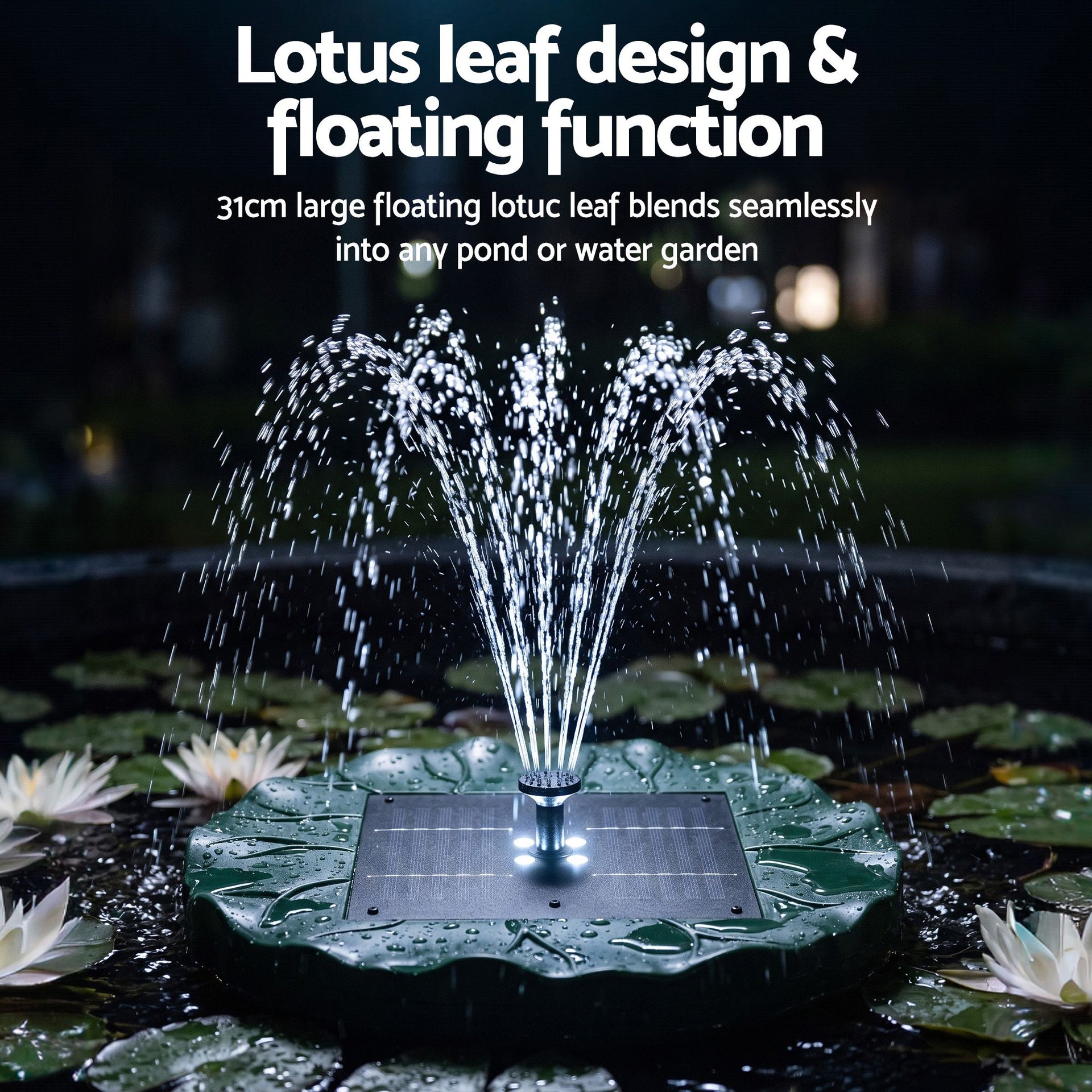 Gardeon Solar Fountain Pumps Bird Bath Floating Lotus Desig Water Feature 31cm Awezingly